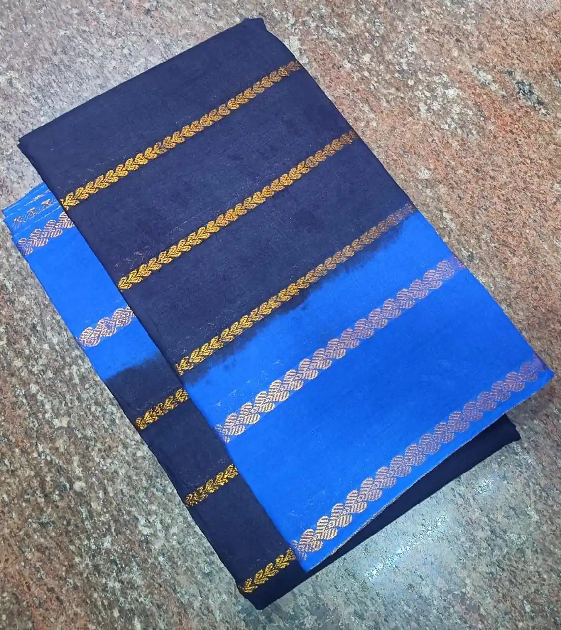 Sungudi Cotton Saree - Sky Blue